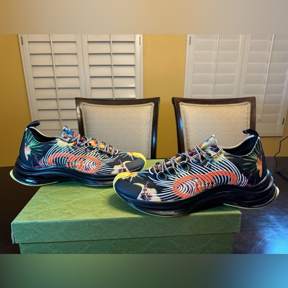 New Authentic Gucci GG Logo Floral Run Sneaker Shoes Size UK 11 / US 11.5 - Picture 14 of 16
